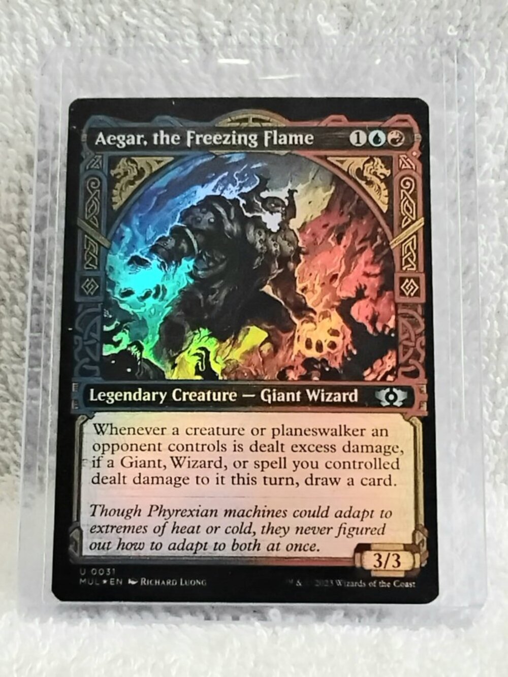5/$20 Mint 2023 MTG Aeger, the Freezing Flame UC Foil Card 0031 Deckmaster!!
